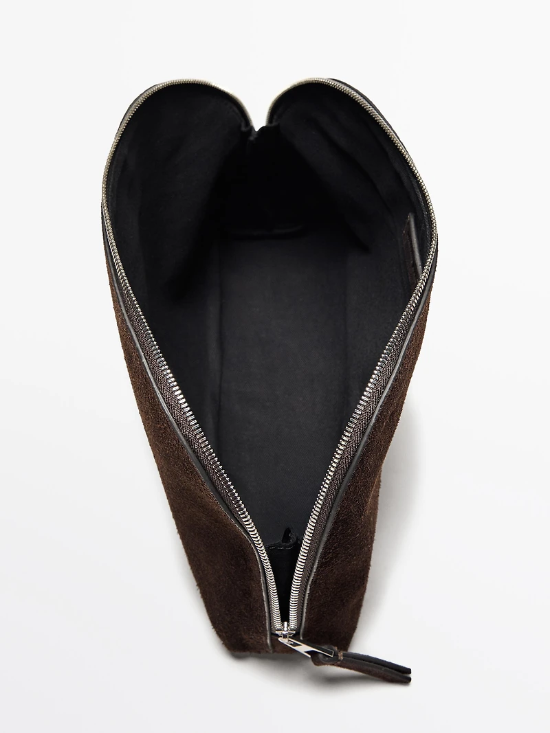 Split leather toiletry bag