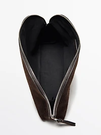 Split leather toiletry bag