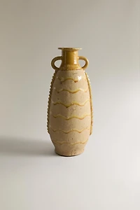 DECORATIVE TERRACOTTA VASE WITH HANDLES