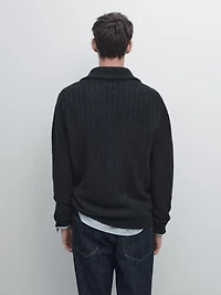 Cardigan tressé 100 % laine à fermeture Éclair