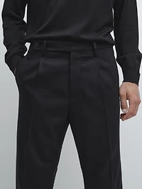 Wool blend flannel trousers with darts