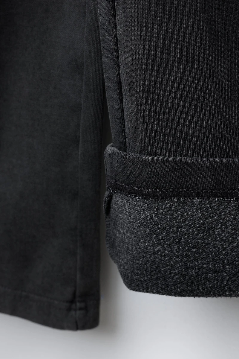 WASHED EFFECT WIDE LEG PANTS