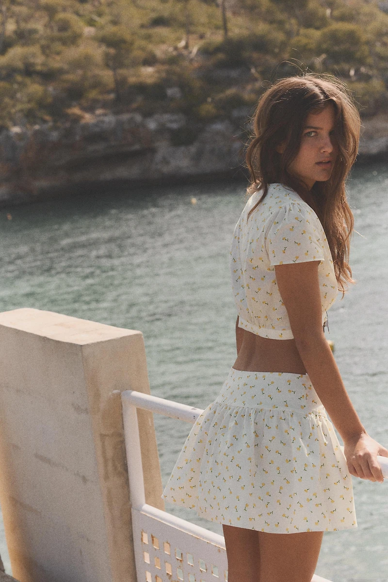 FLORAL POPLIN CROP TOP