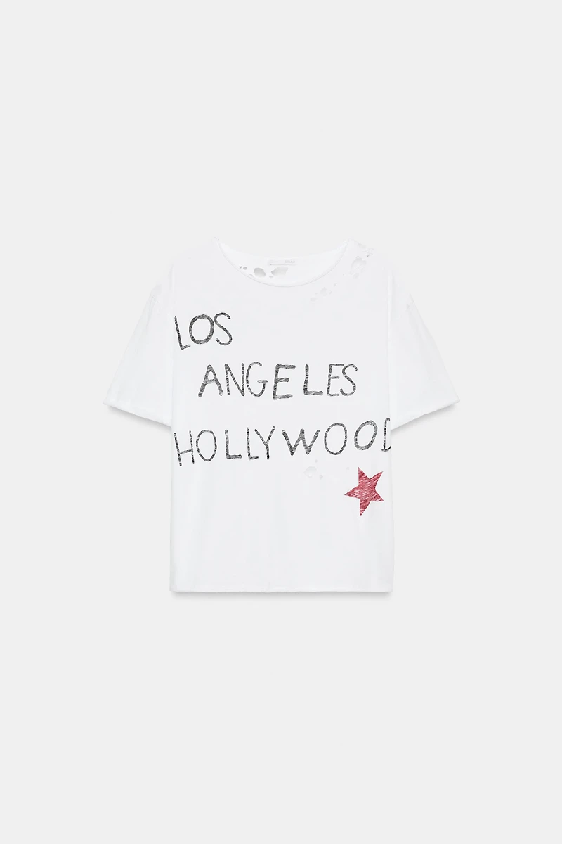 RIPPED TEXT T-SHIRT