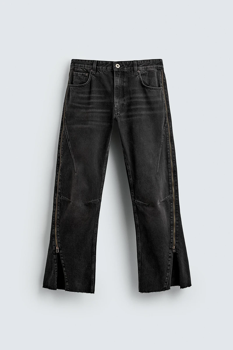 FLARE FIT ZIPPER JEANS