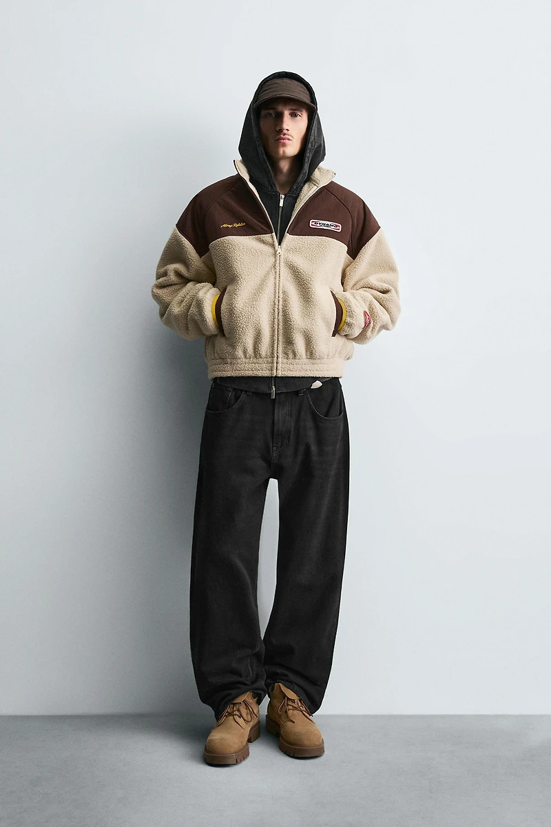 CONTRASTING FLEECE COMBINED JACKET