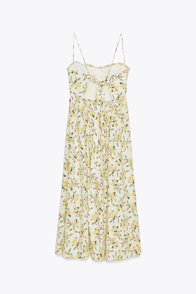 ROBE MIDI EN POPELINE IMPRIMÉE FLEURS