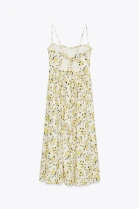 ROBE MIDI EN POPELINE IMPRIMÉE FLEURS