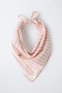 EMBROIDERED STRIPED FLORAL BANDANA