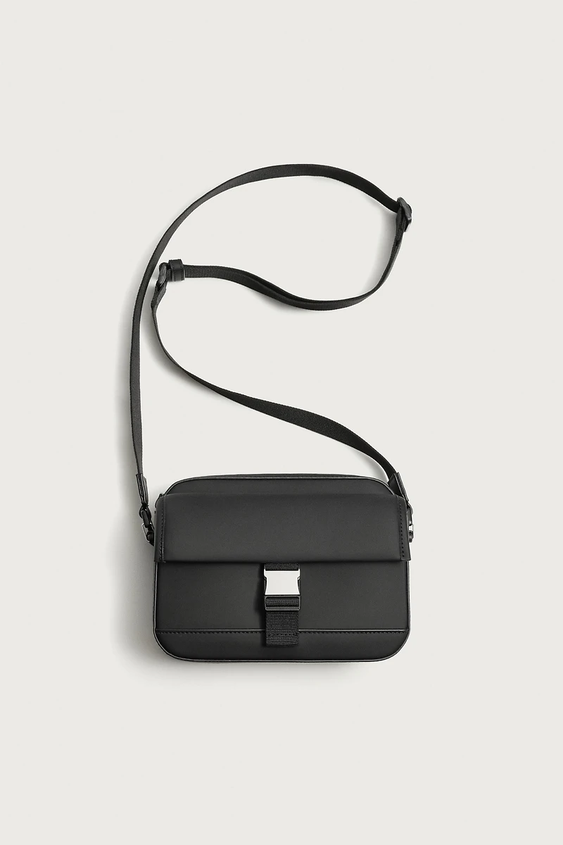 RUBBERIZED CROSSBODY BAG WITH BUCKLE