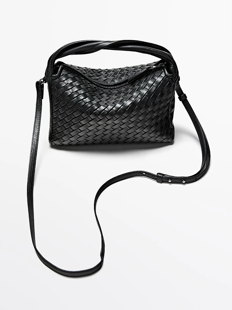 Sac tressé en cuir nappa moyen format