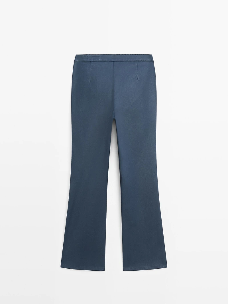 Waxed flared cropped pants