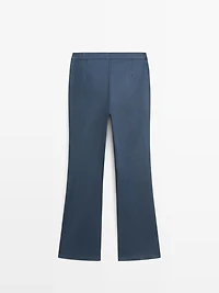 Waxed flared cropped pants