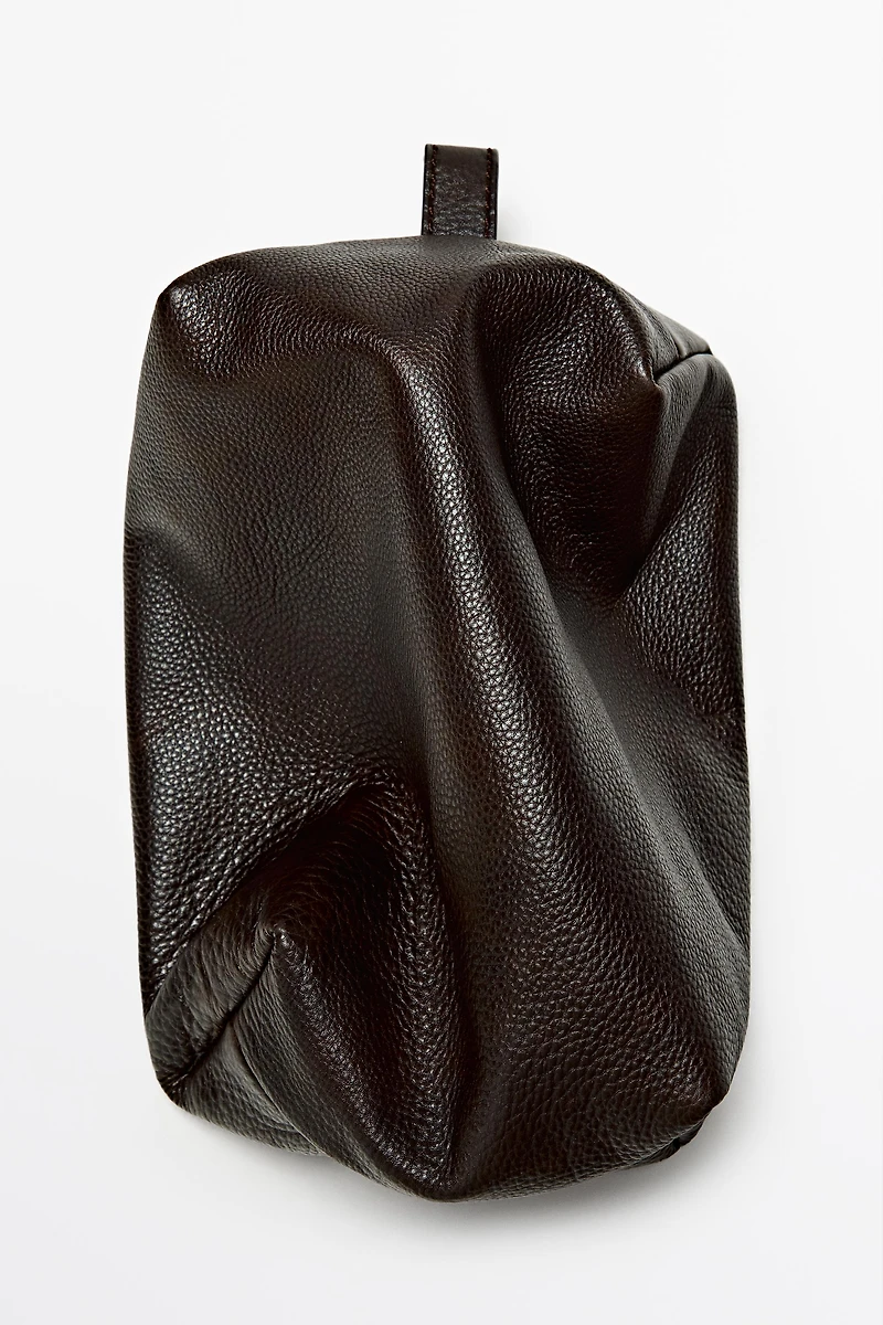 Nappa leather toiletry bag with zip