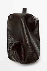 Nappa leather toiletry bag with zip