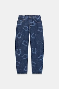 HIGH WAIST HORSESHOE TRF BARREL JEANS