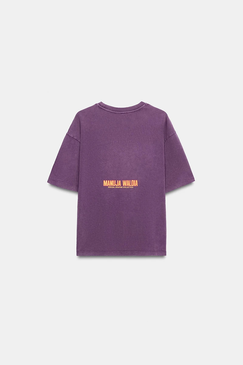 MANUJA WALDIA WASHED EFFECT PRINTED T-SHIRT