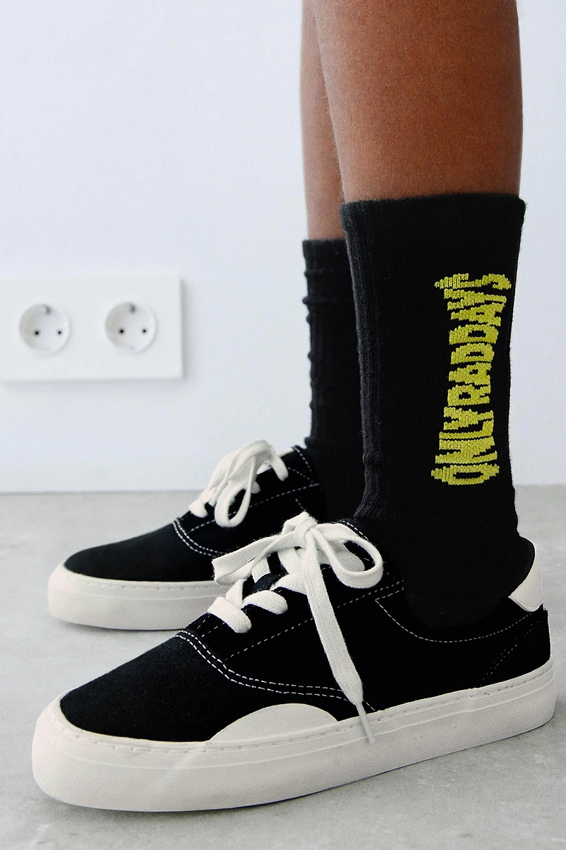 4-14 YEARS/ TWO-PACK OF TEXT LONG SOCKS