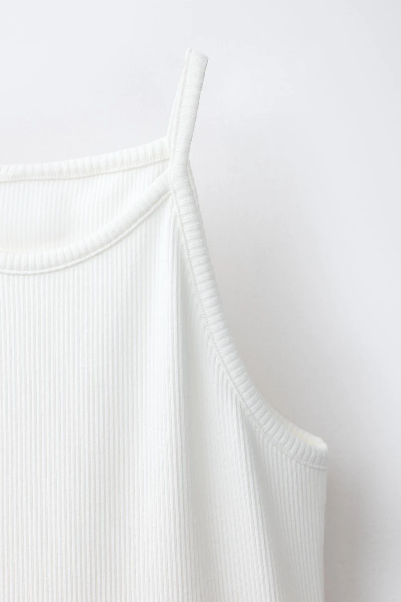 RUFFLED RIBBED DRESS