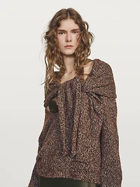 Pull en maille à col V écharpe - STUDIO