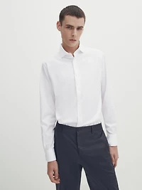 Chemise slim doubles poignets en coton