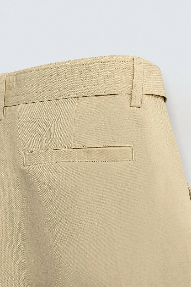 BERMUDA COTON - LIN CEINTURE