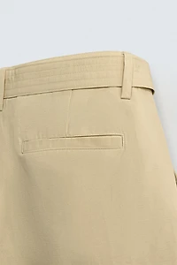 BERMUDA COTON - LIN CEINTURE