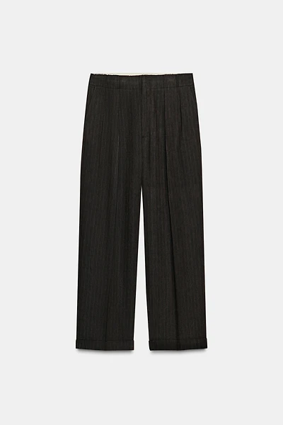 ZW COLLECTION HERRINGBONE PLEATED PANTS