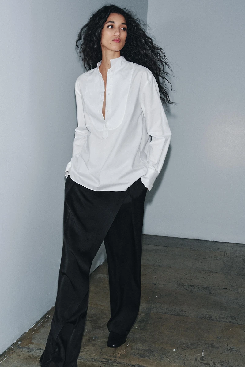 ZW COLLECTION BIB-FRONT POPLIN SHIRT