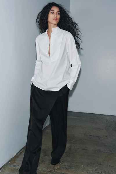 ZW COLLECTION BIB-FRONT POPLIN SHIRT