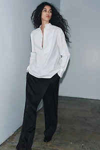 ZW COLLECTION BIB-FRONT POPLIN SHIRT