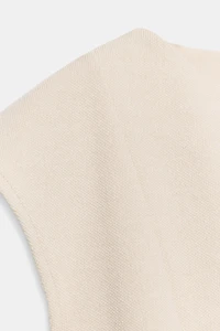 SHORT SLEEVE PIQUÉ PEPLUM TOP
