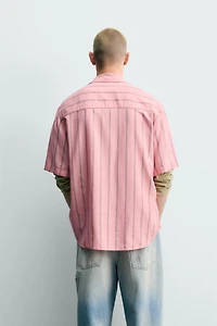FLOWY STRIPED POCKET SHIRT