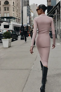 ROBE MI-LONGUE CÔTELÉE