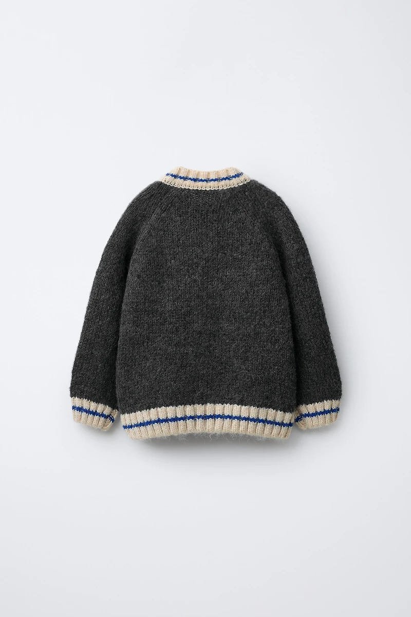 NUMBERED WOOL BLEND CARDIGAN