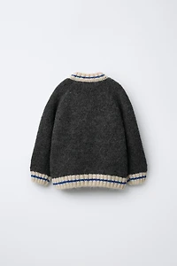 NUMBERED WOOL BLEND CARDIGAN