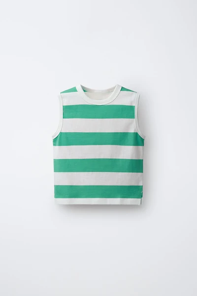 STRIPED SLEEVELESS T-SHIRT