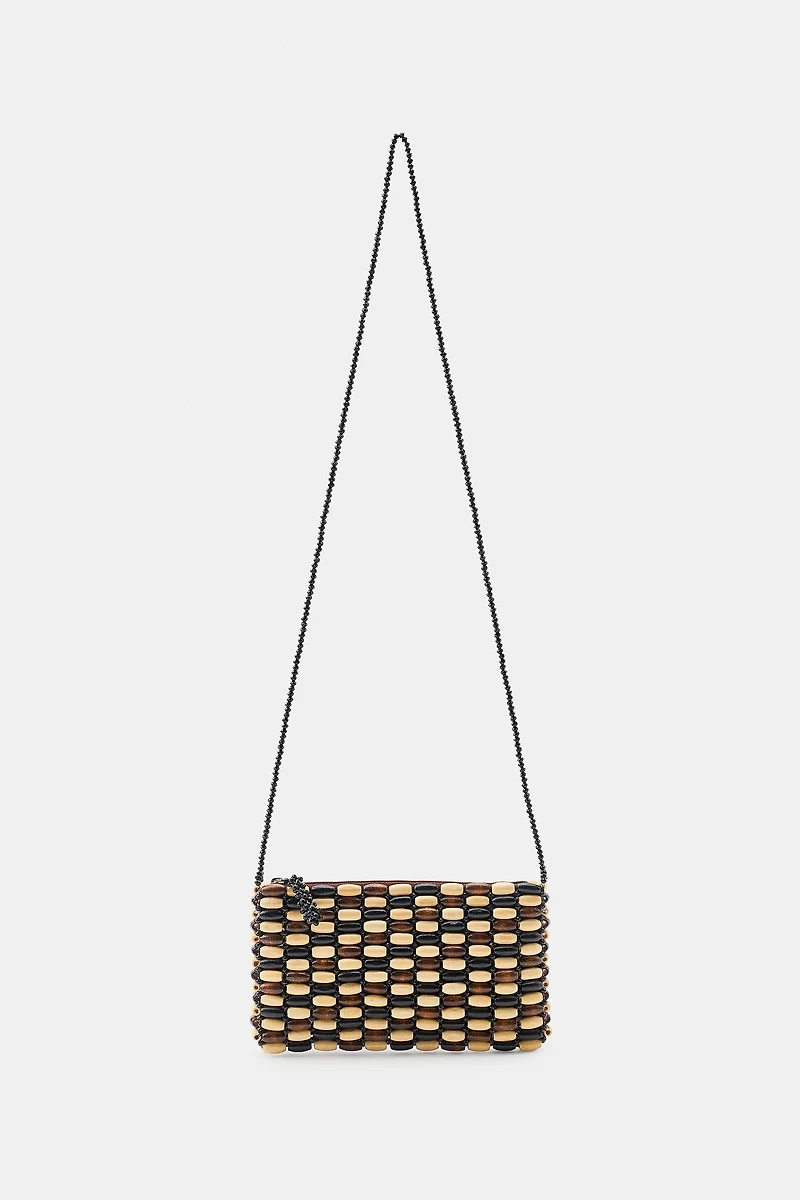 MINI WOODEN BEAD CROSSBODY BAG