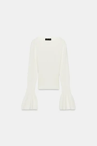 POINTELLE KNIT FLARED SLEEVE JUMPER