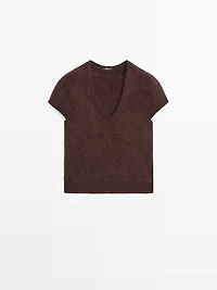 Wool and cashmere V-neck knit sweater