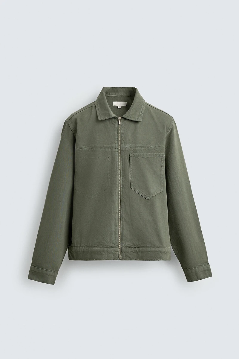 WASHED ZIP-UP OVERSHIRT