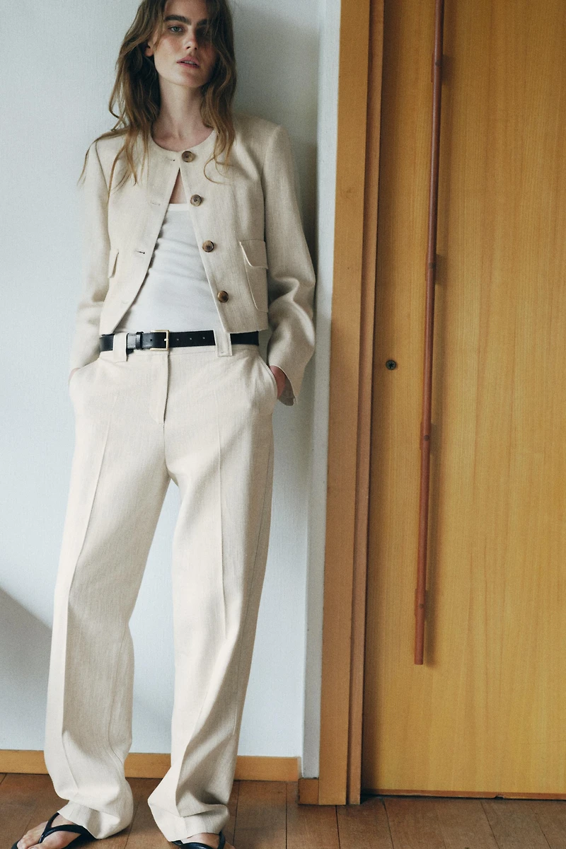 PANTALON DROIT TISSU RUSTIQUE