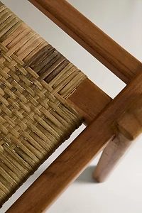 MULTICOLORED RATTAN TEAK BENCH