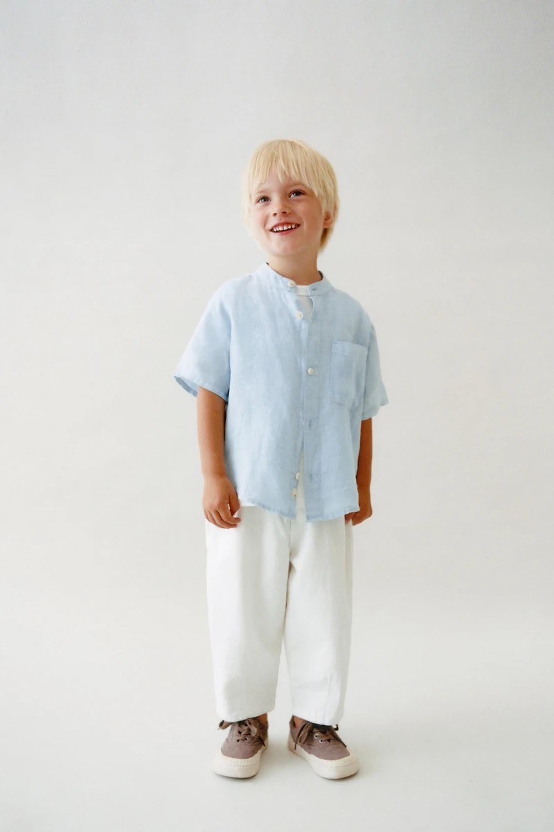 CHEMISE À COL MAO EN LIN