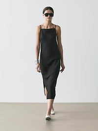 100% linen midi dress