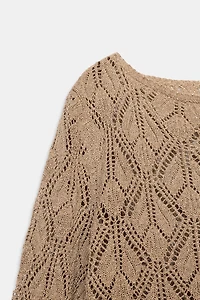 METALLIC THREAD POINTELLE KNIT JUMPER