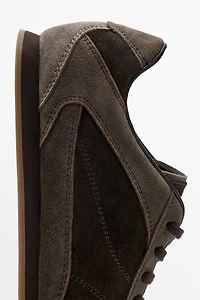 Contrast leather trainers