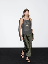 Long satin skirt