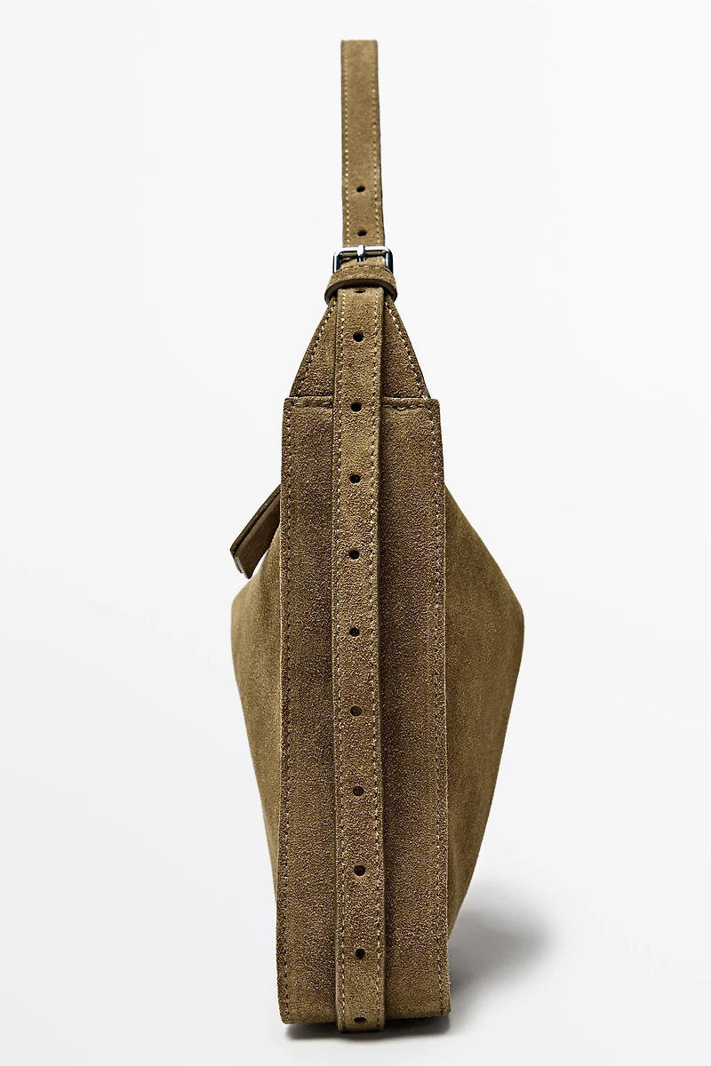 Split suede leather crossbody bag