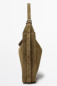 Split suede leather crossbody bag